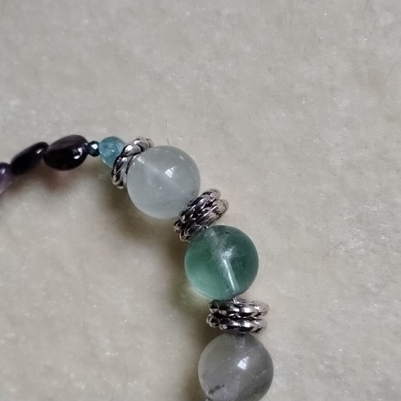 HAND CRAFTED FLUORITE AND MULTI GEM STONE WRAP BRACELET - Picture 2 of 4